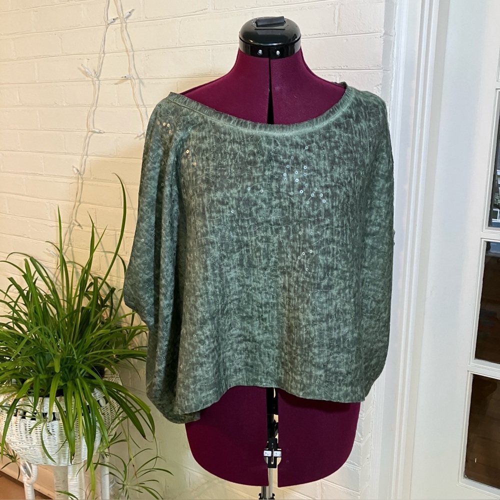 Nina Kendosa Paris Green Sequin Boxy Top – One Size